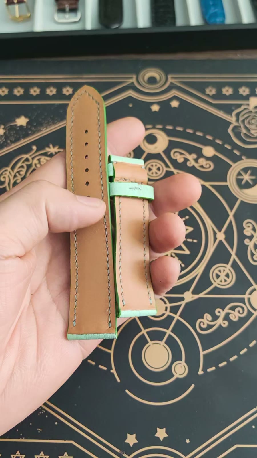 Handmade Ostrich Leather Watch Strap Apple Green
