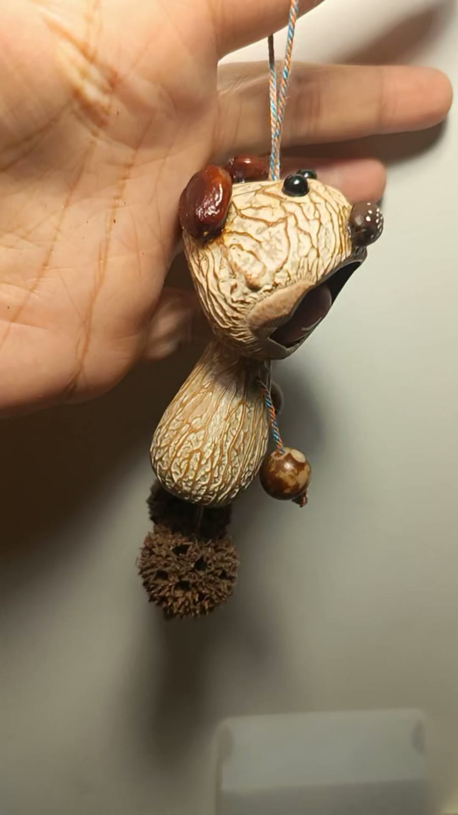 Handmade Walnut Shell Bear Hanging Ornament