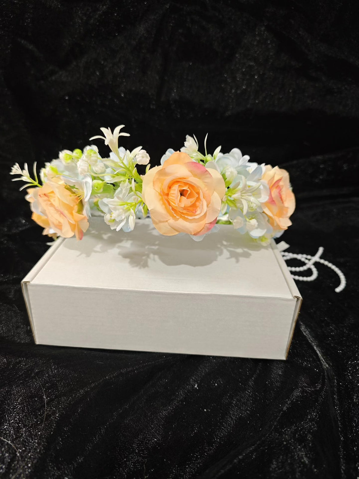 Orange Rose Floral Headpiece Handcrafted Crown