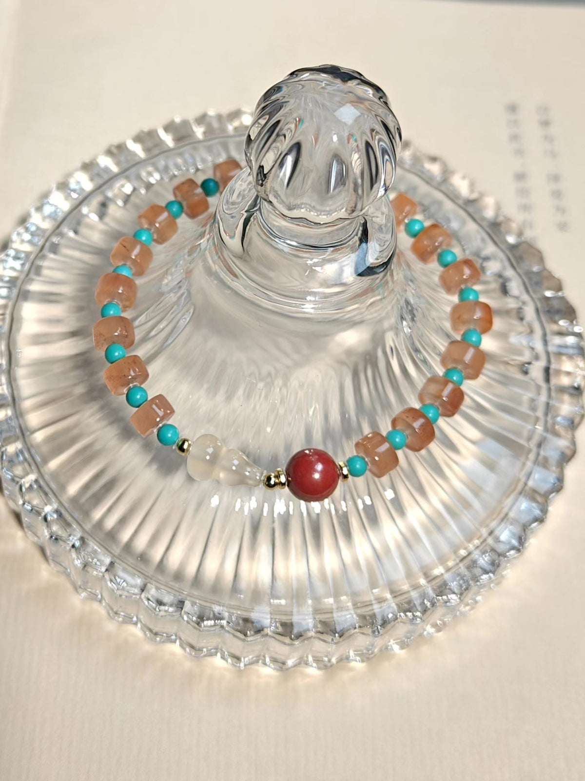 Bracciale a zucca in agata ice floating turchese