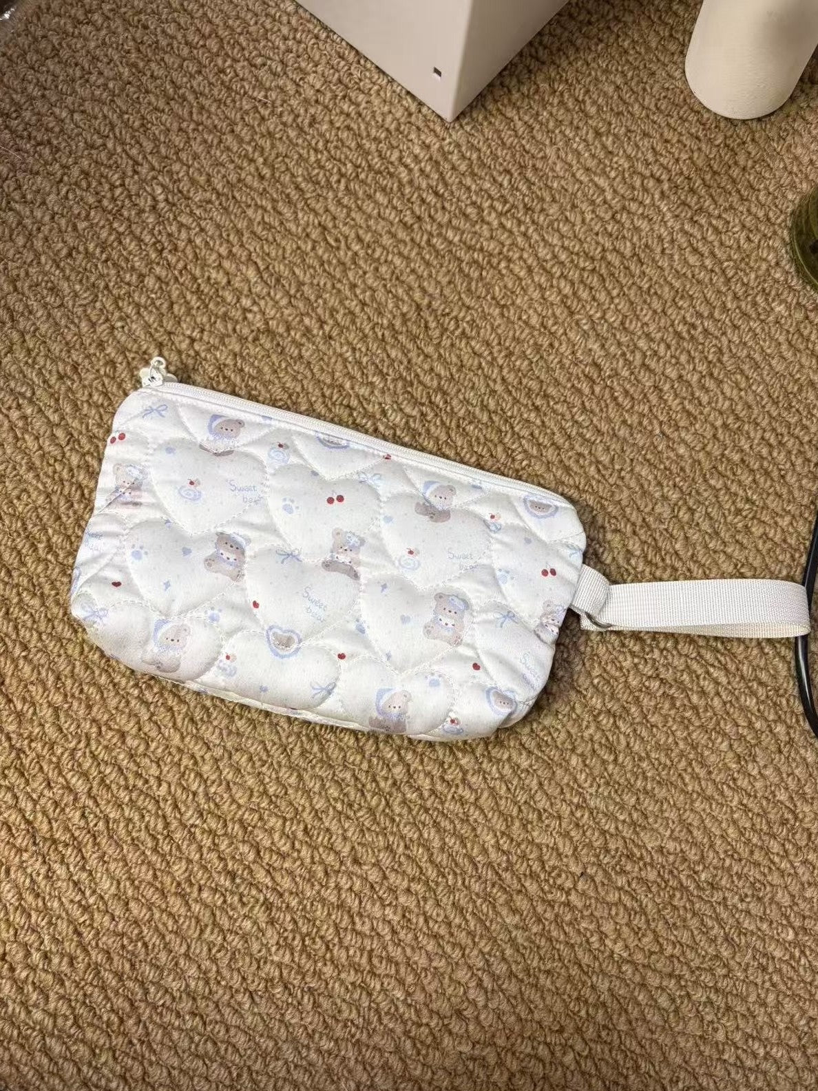 Quilted Heart Bear Cosmetic Pouch