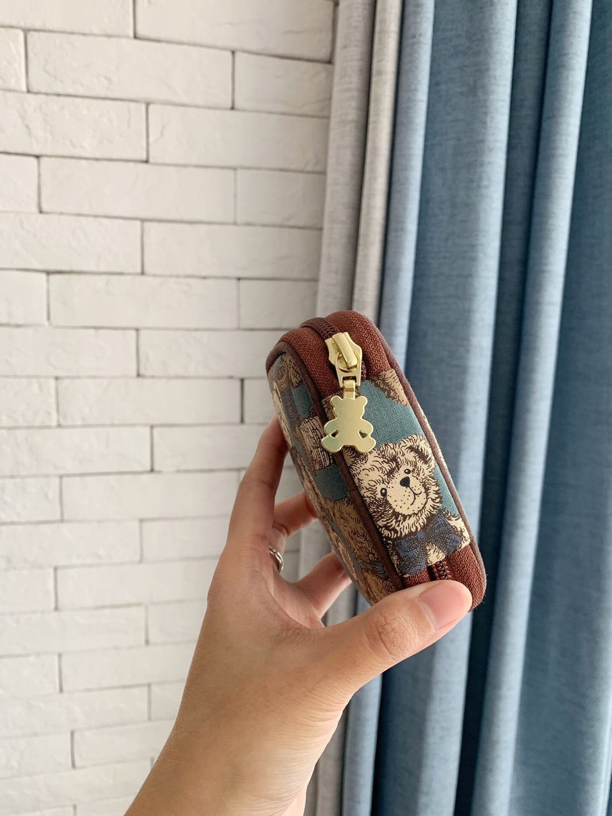 Vintage Cotton Jewelry Case with Ring Holder