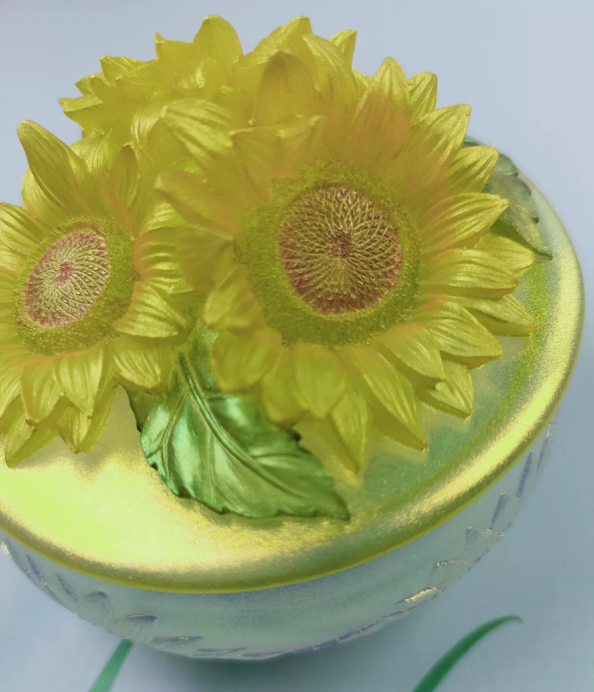 Adorno de girasol artesanal amarillo dorado 9 cm