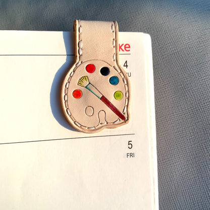 Handcrafted Leather Magnetic Bookmark with Artist Character Design