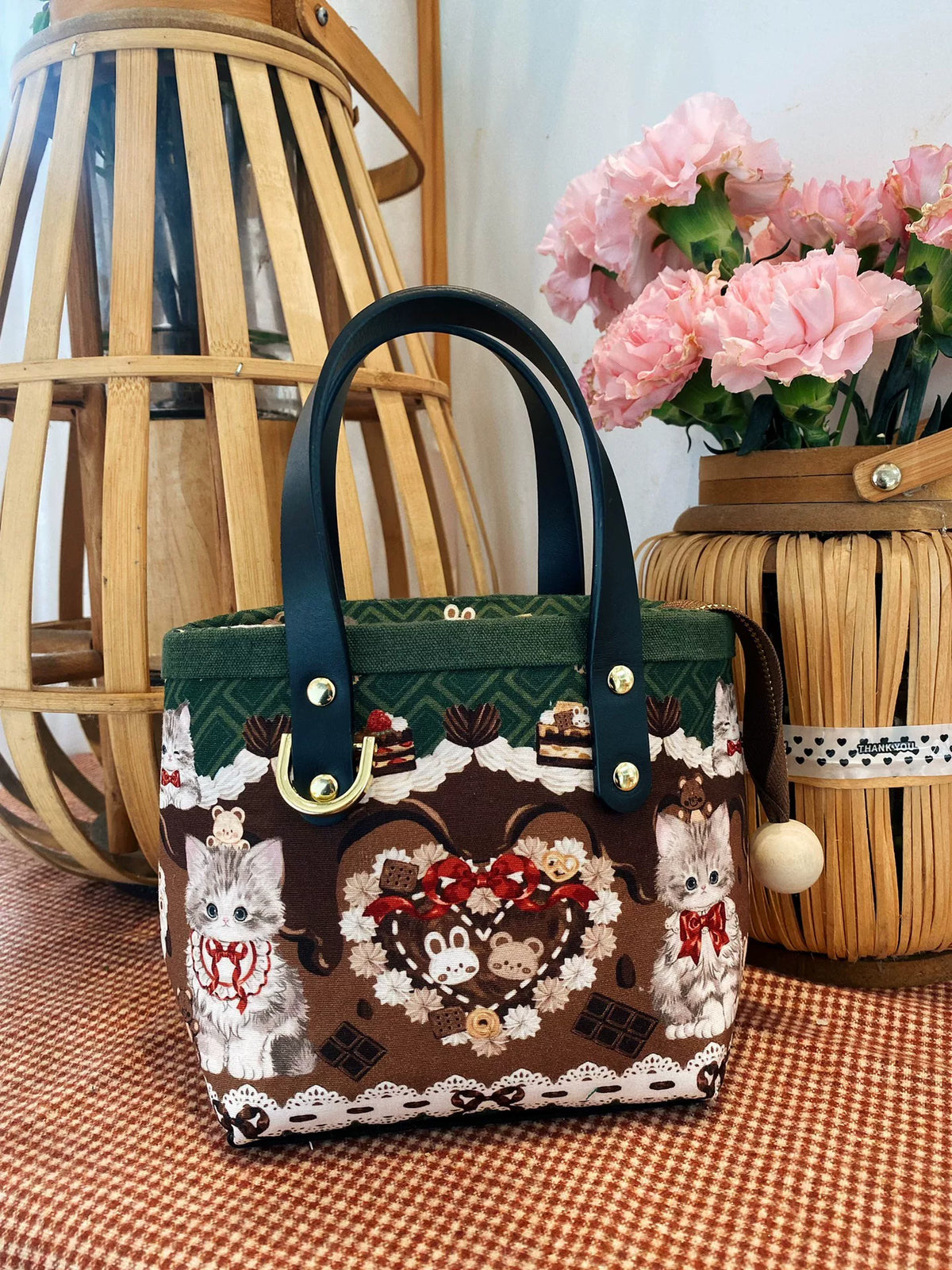 Handmade Small Animal Print Tote Bag