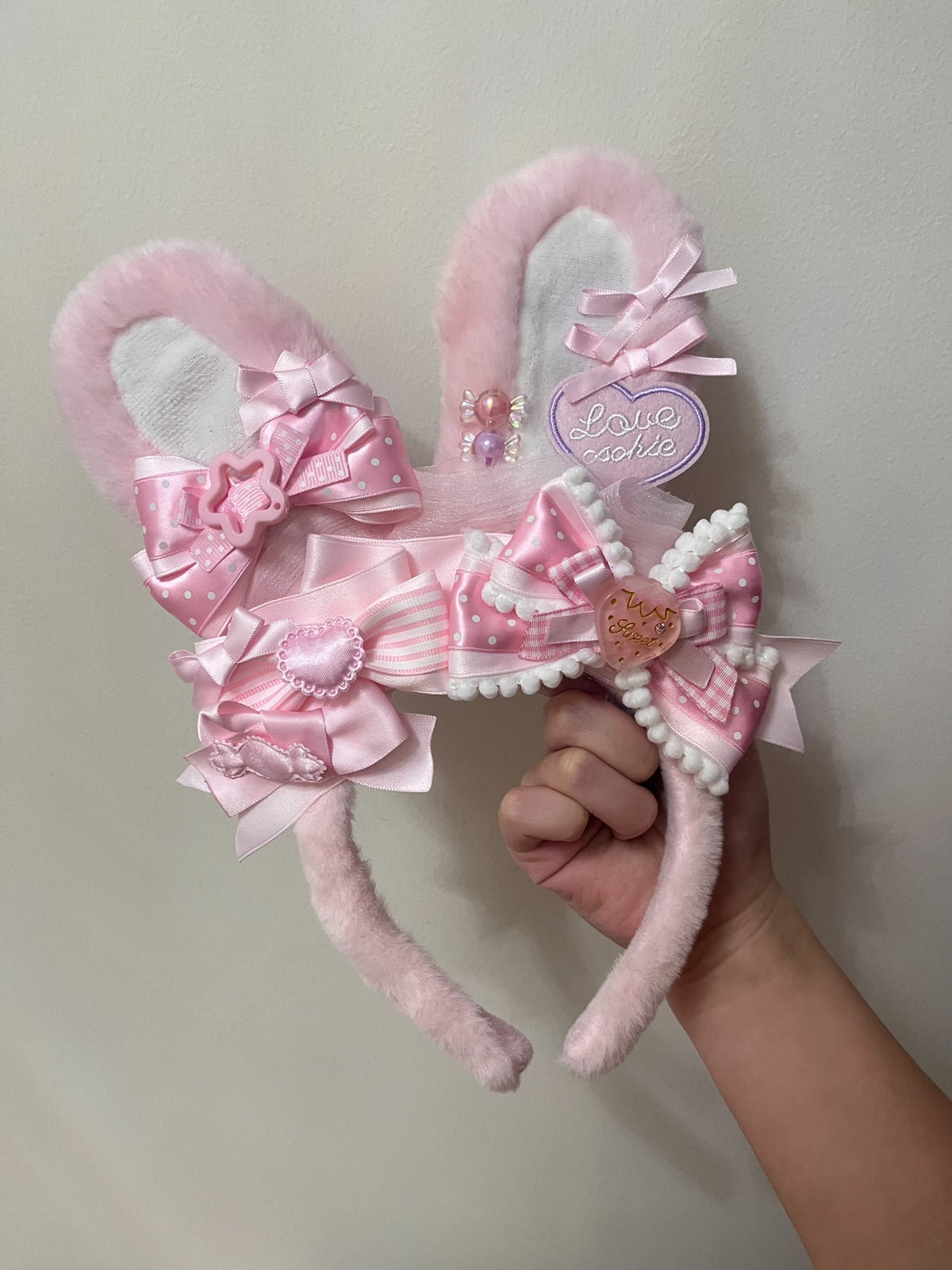 Pink Bunny Ear Lolita Headband Plush