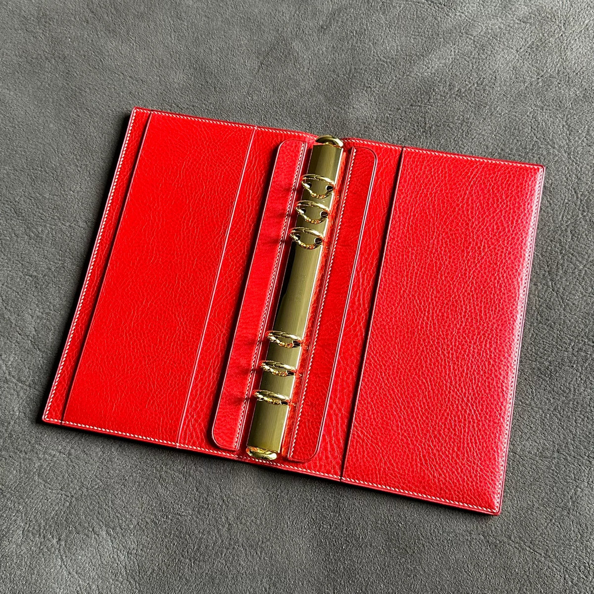 Tan Leather A5 Six Ring Binder