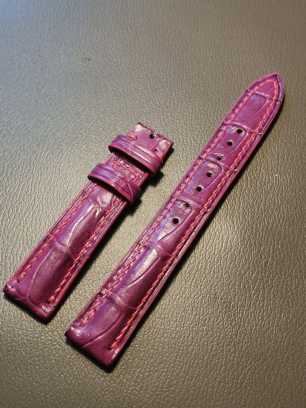 Crocodile Leather Watch Strap Pinkish Purple