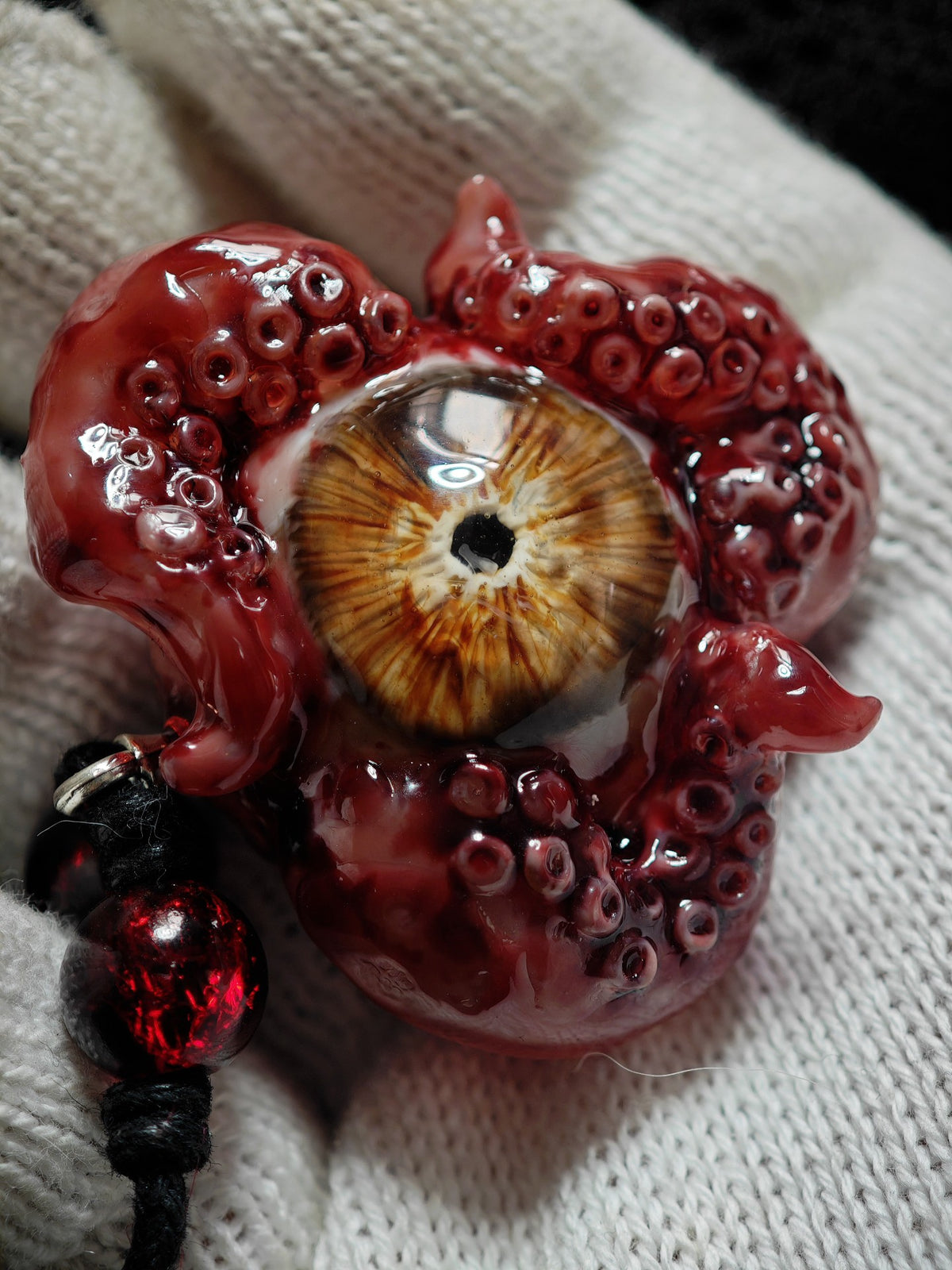 Cthulhu Eye Pendant Red Tentacle Resin Necklace