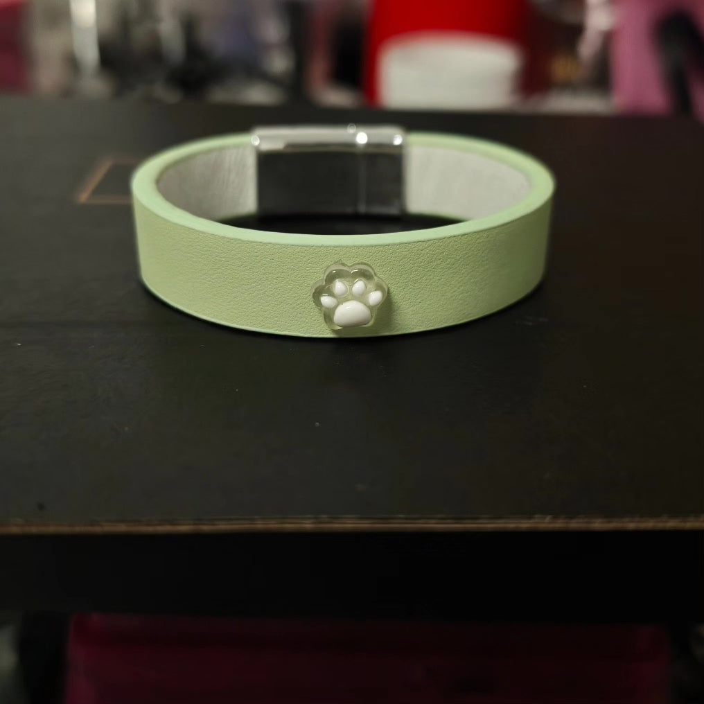 Mint Leather Wrap Bracelet with Magnetic Clasp