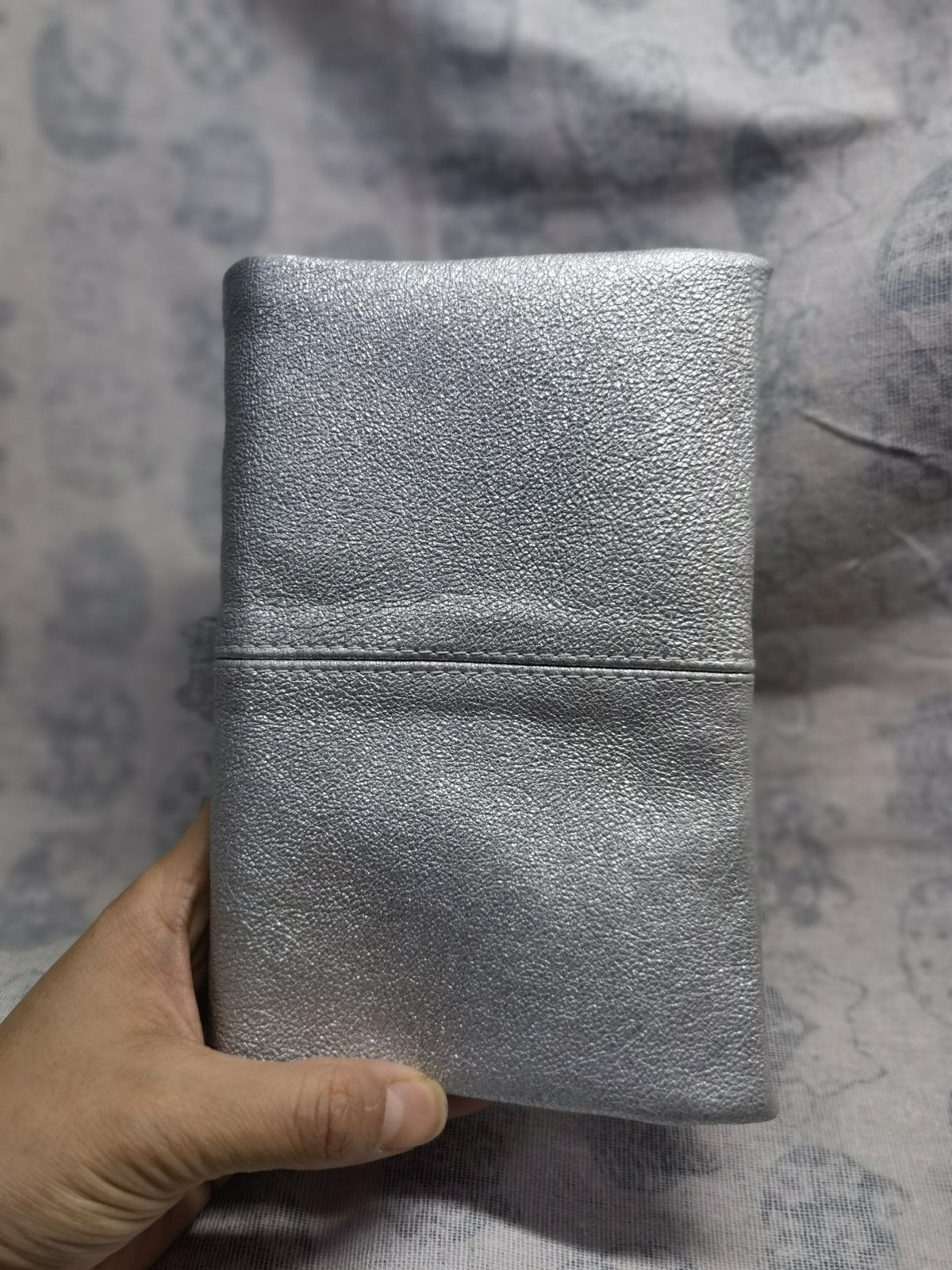 Sheepskin Leather A6 Binder Cover Silver