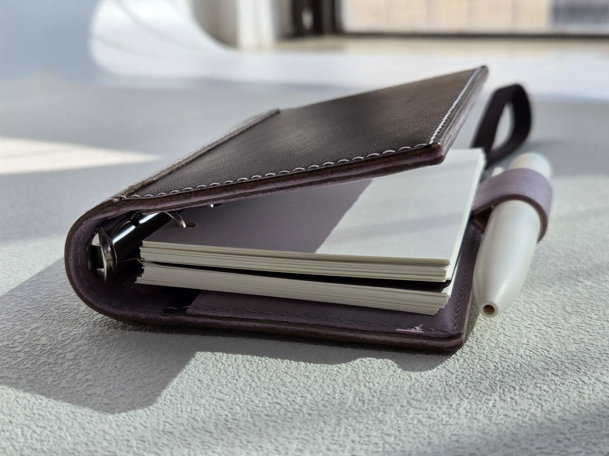 M5 Bifold Leather Planner Cover Lavender Interior