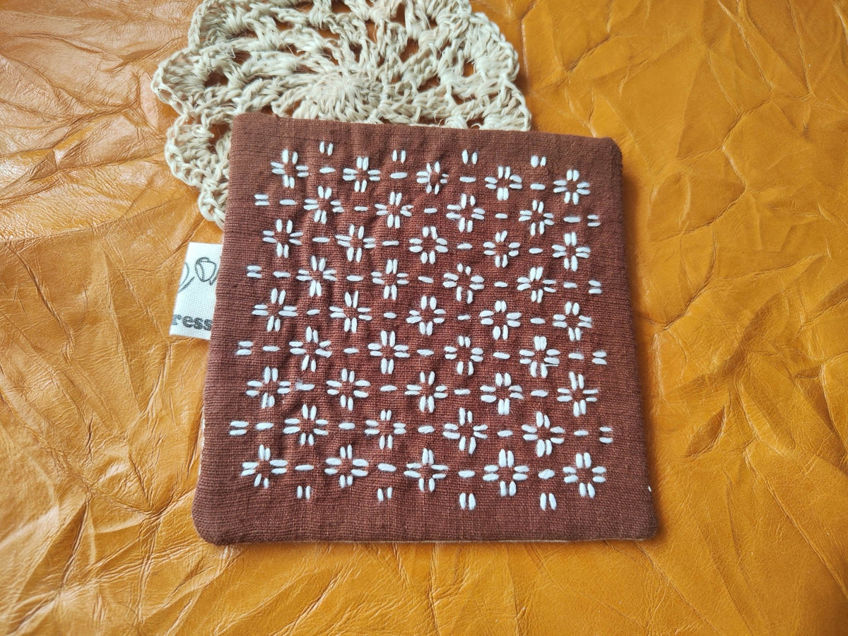Handmade Patchwork Coasters with Sashiko Stitching