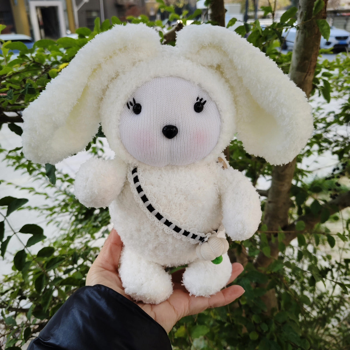 Coniglio in Calza Fatto a Mano Peluche Bianco