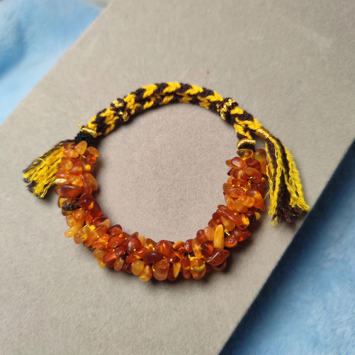 Amber Beeswax Braided Soft Bracelet