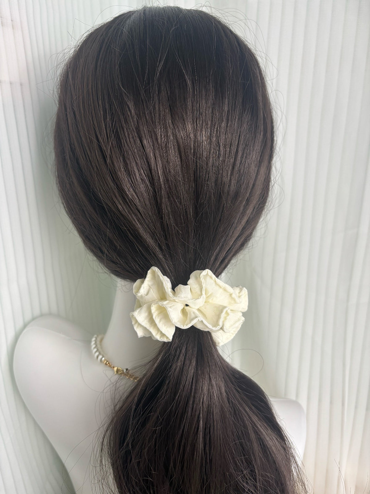 Cream Scrunchie with Ruffled Trim