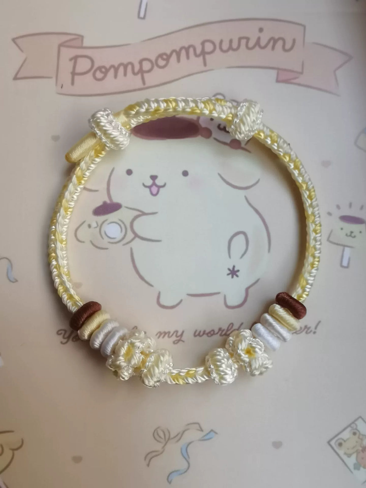 Pulseira Artesanal de Gradiente Amarelo com Flores