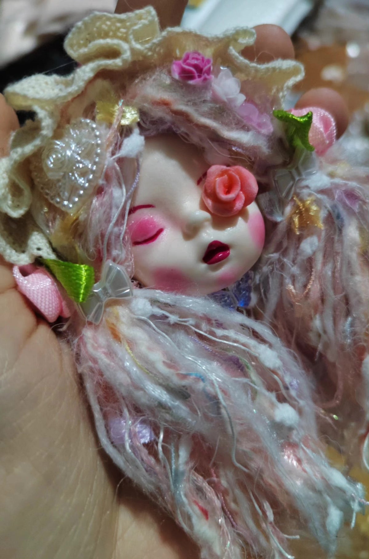 Handmade Clay BJD Doll Head Brooch