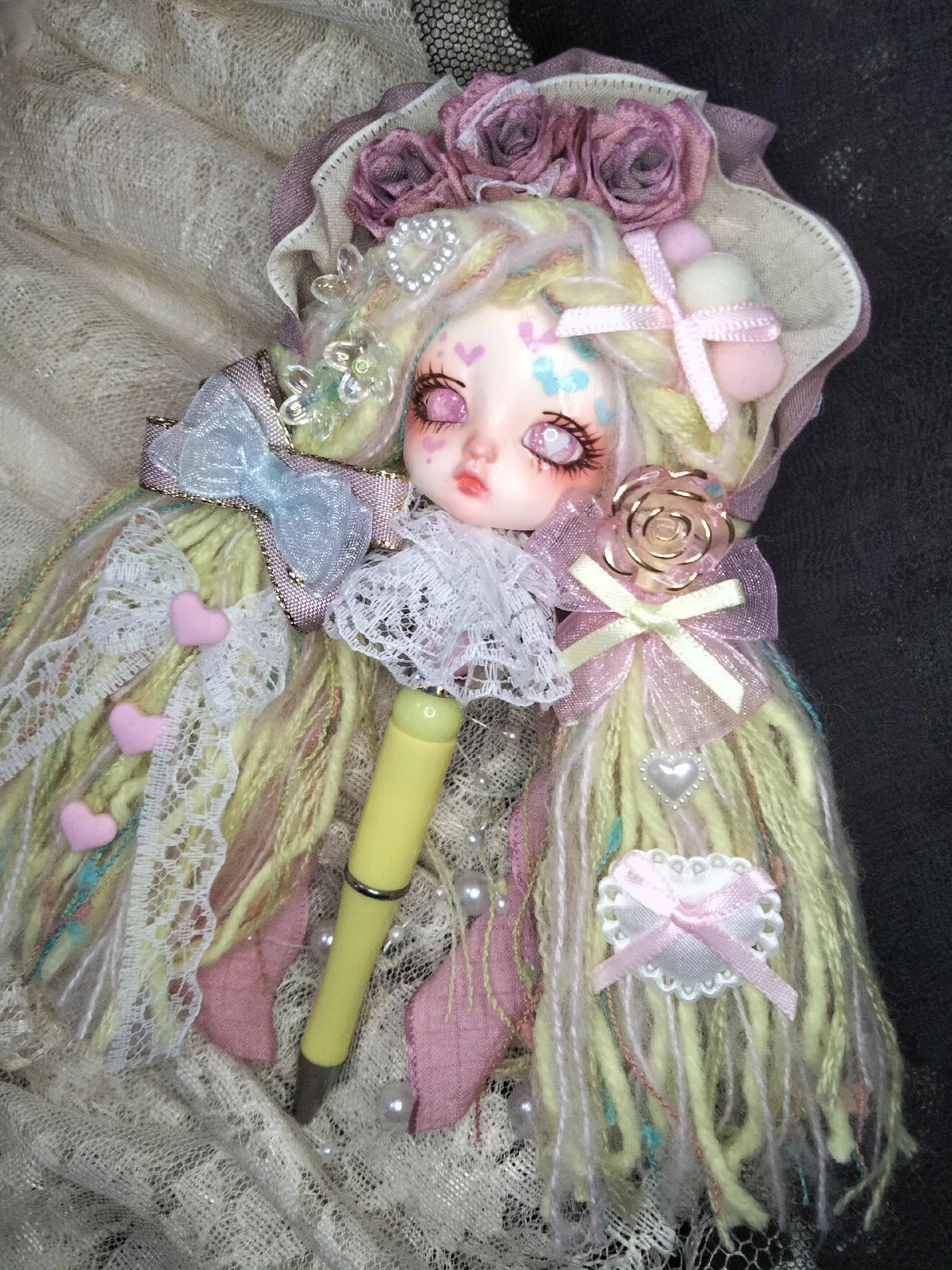 Handcrafted Doll Head Decorative Ballpoint Pen