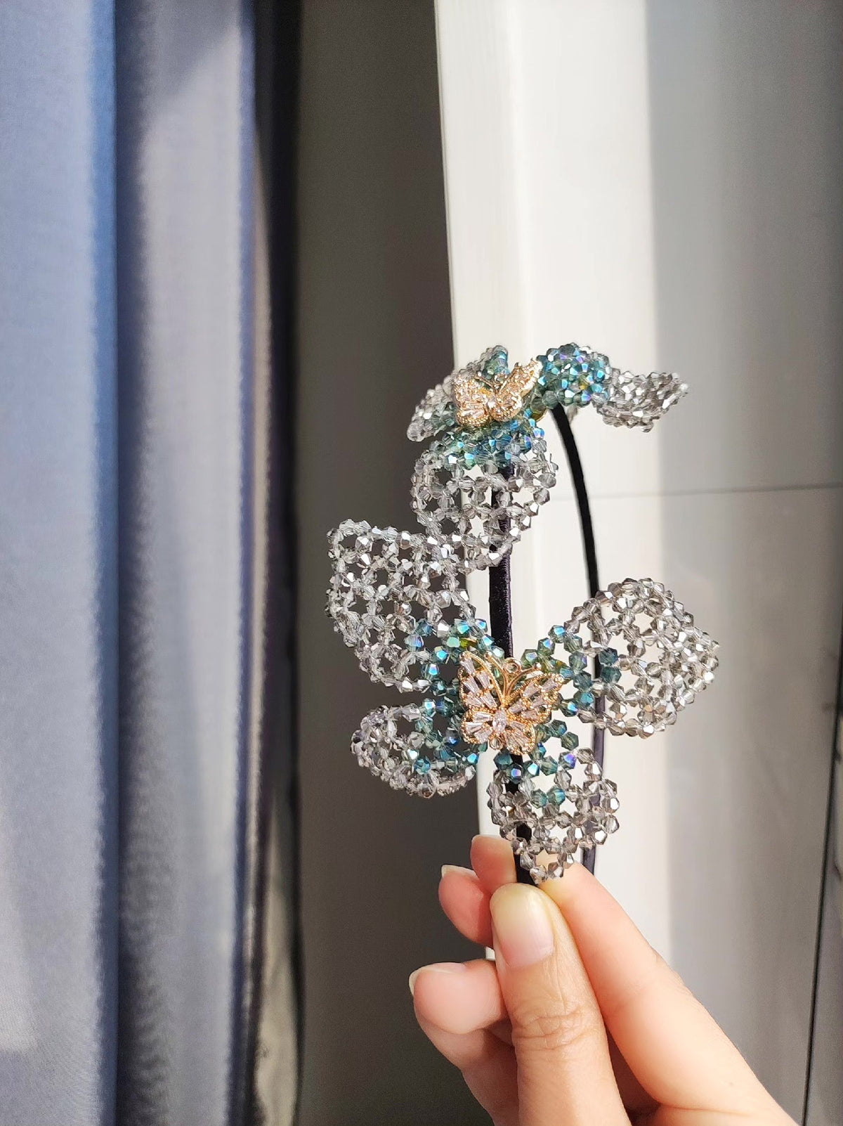 Crystal Bead Butterfly Headband Hair Accessory