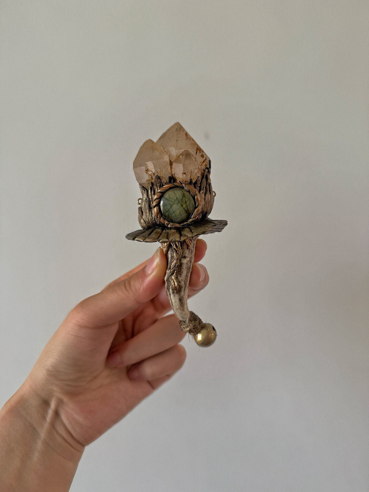 Witch Hat Wand Pendant Labradorite Quartz Necklace
