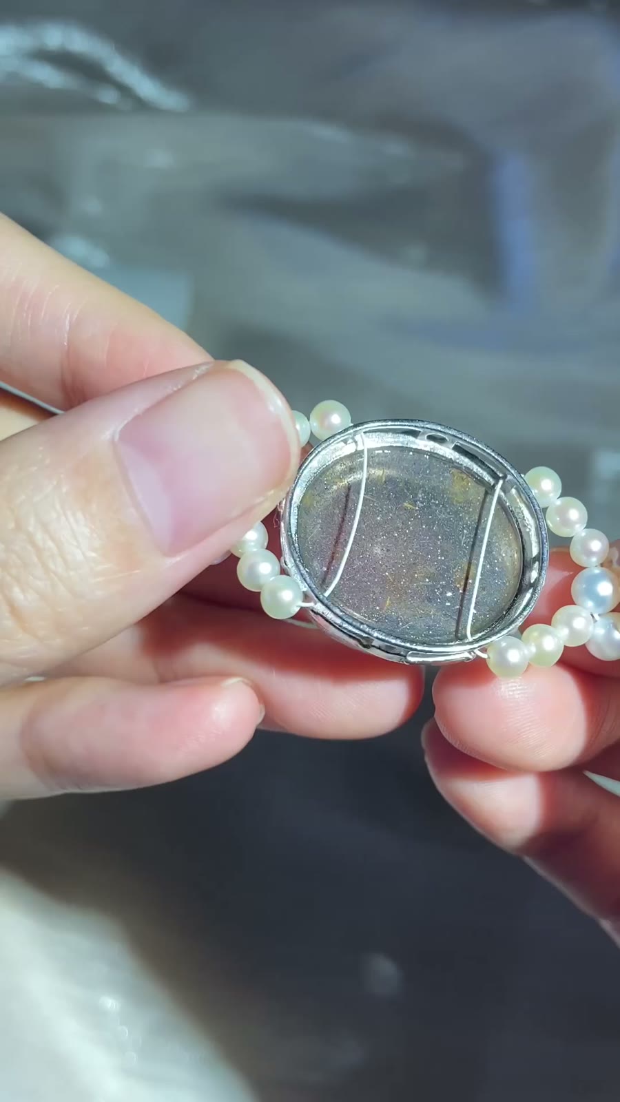 Blue Gold Sand Crystal Oval Bead Bracelet