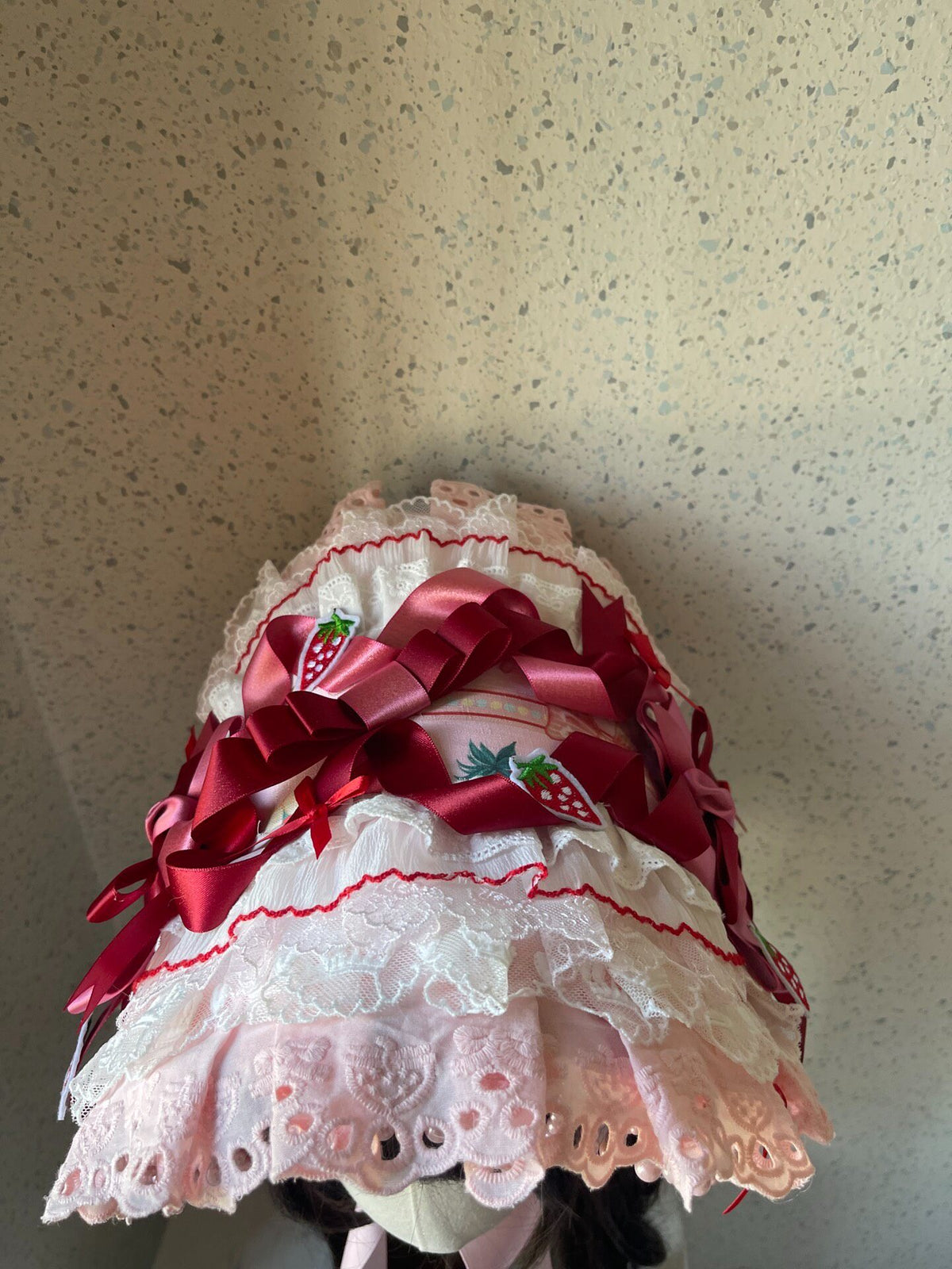 Sweet Lolita Pink Lace Bonnet Hat