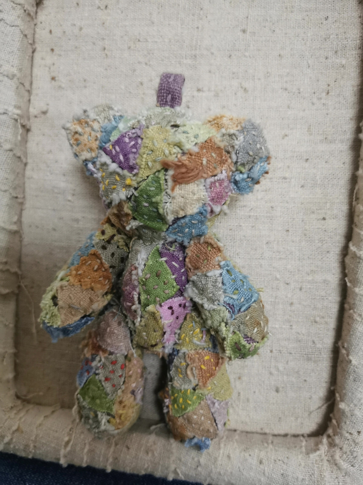 Ornement ourson en patchwork coton fait main