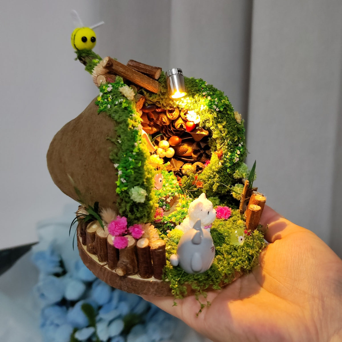 Seed Pod Diorama with Miniature Figurines