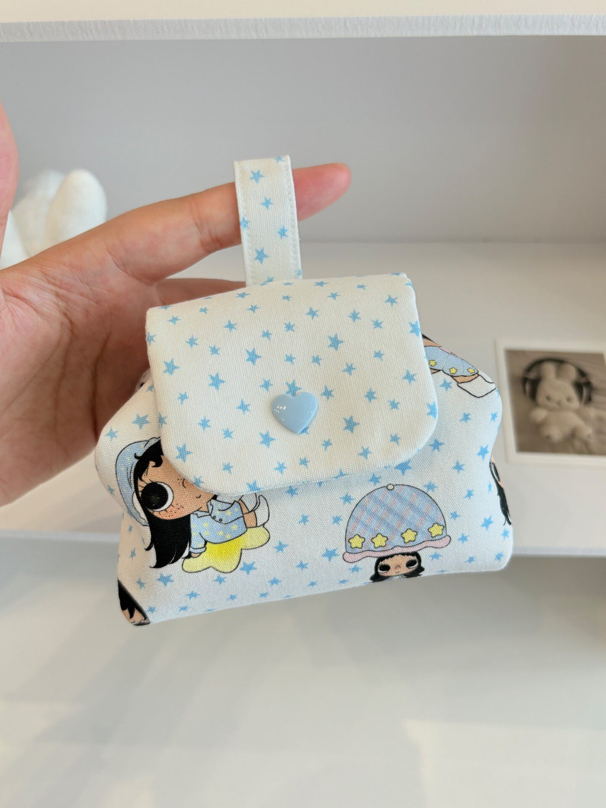 Customizable Cotton Canvas Star Print Pouch