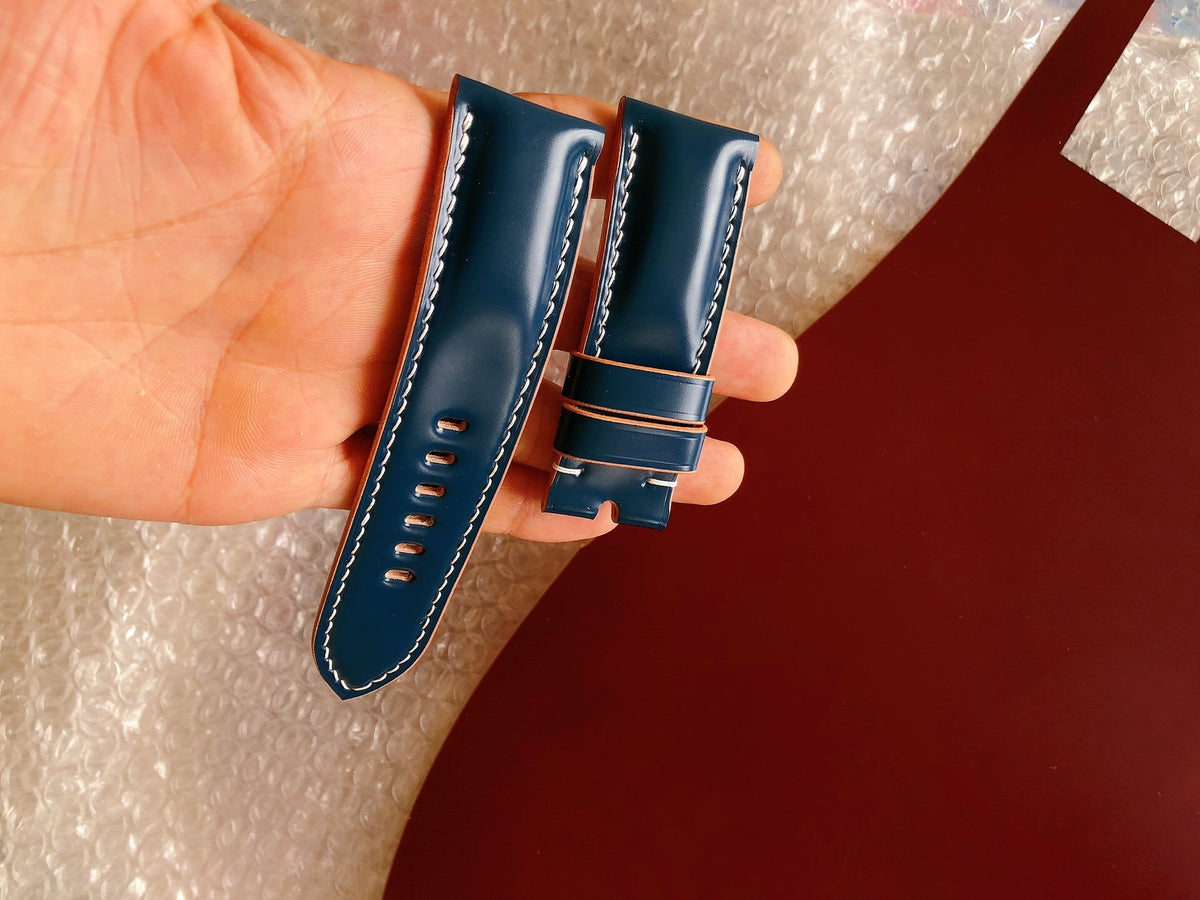 Handcrafted Navy Cordovan Watch Strap Set