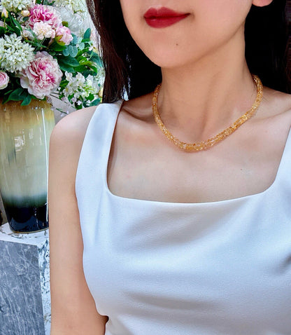 Faceted Citrine Bead Necklace, 42cm, 20.6g