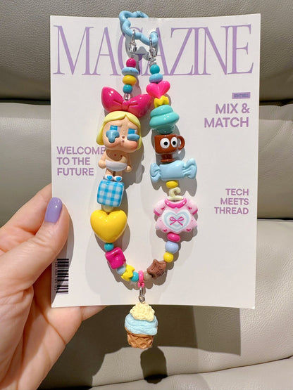 Pop Mart Crybaby Keychain with Blonde Figure and Ice Cream Charms
