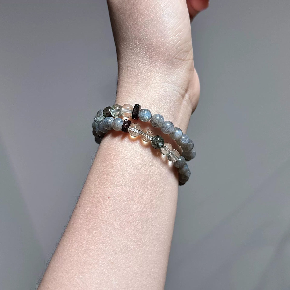 Double Wrap Crystal Bracelet Moonstone Phantom Quartz
