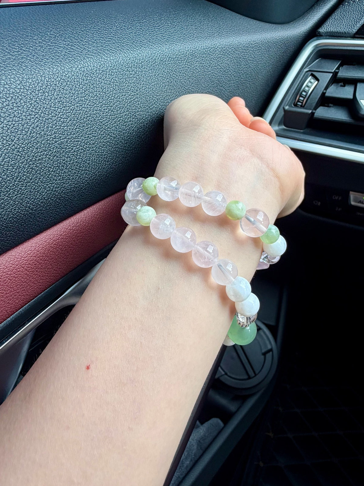 Rozenkwart Xiuyan Jade Dubbele Kraldenarmband
