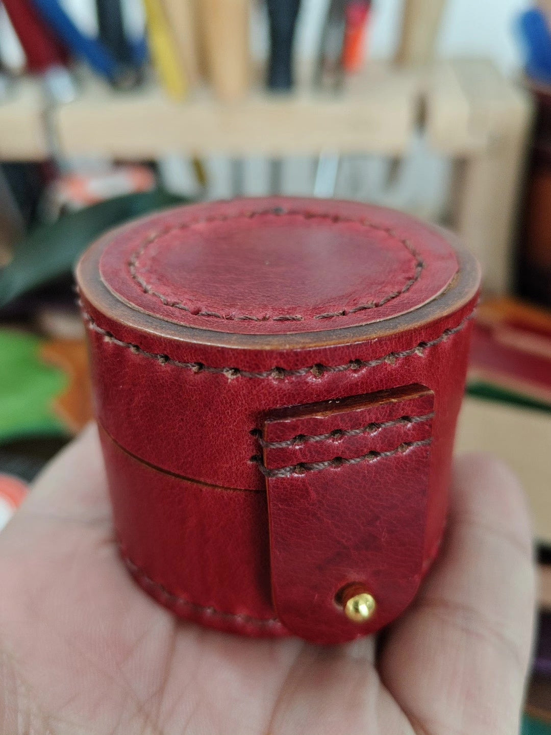 Vegetable Tanned Leather Thumb Ring Storage Case