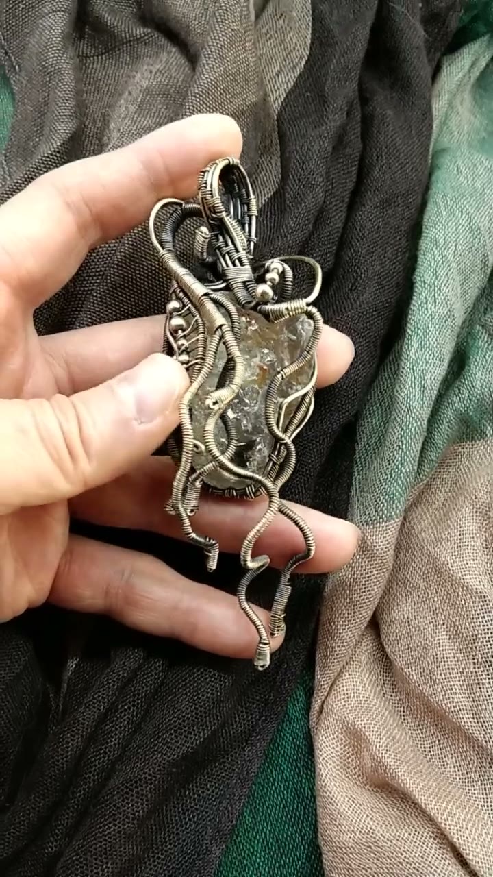 Cthulhu Spirit Quartz Wire Wrapped Pendant