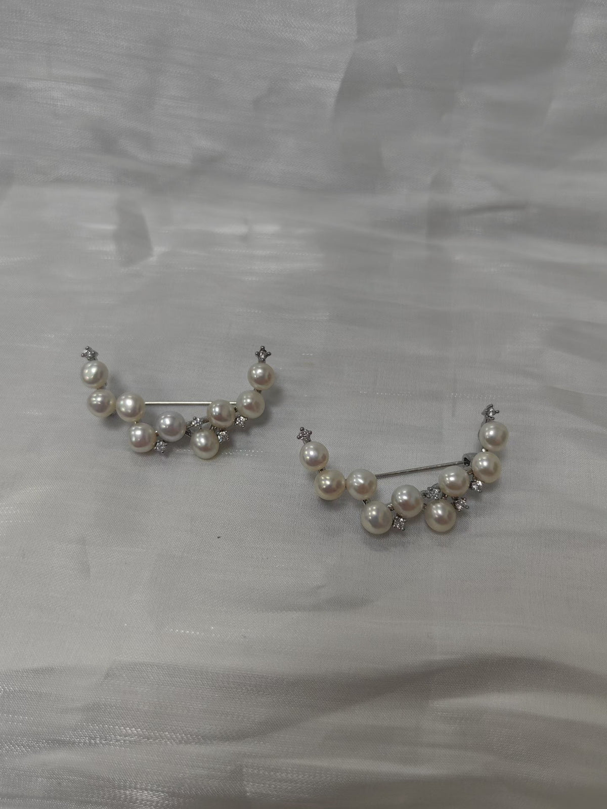 Natural Freshwater Pearl Crescent Brooch