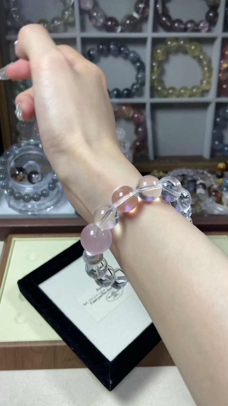 Natural White and Pink Quartz Bracelet