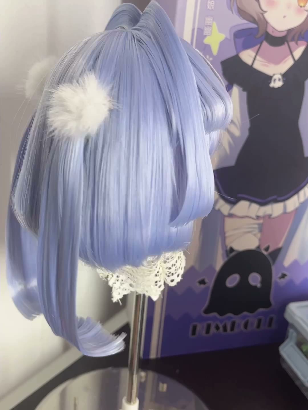 Synthetic Doll Wig Periwinkle Twin Tail Style