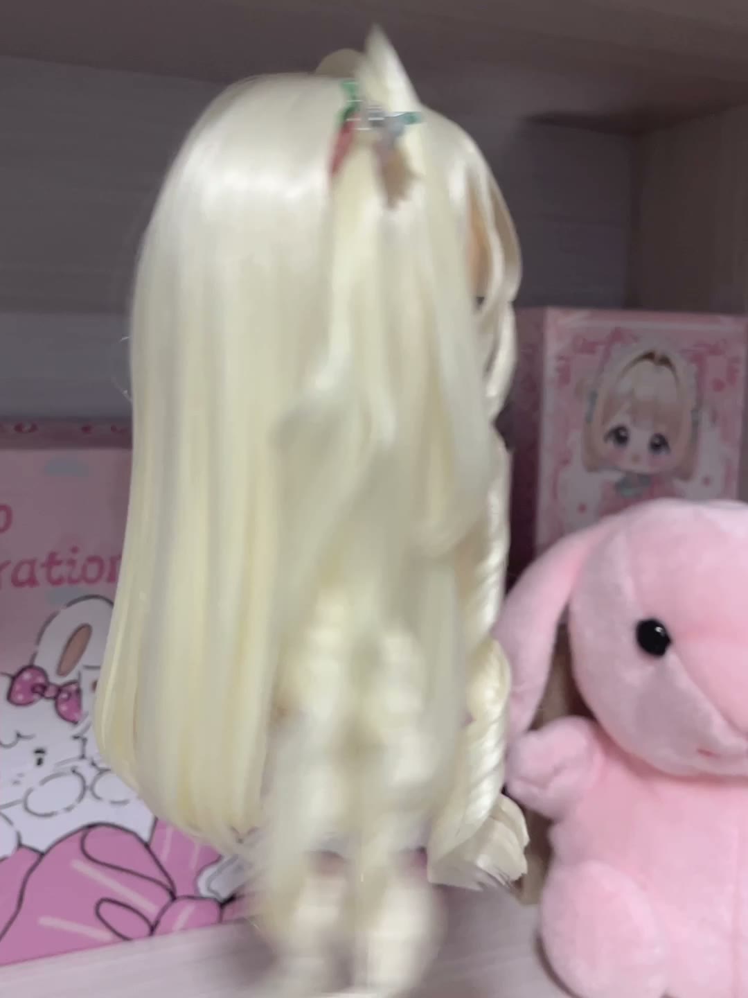 Cream Twin Tail Doll Wig with Strawberry Clips