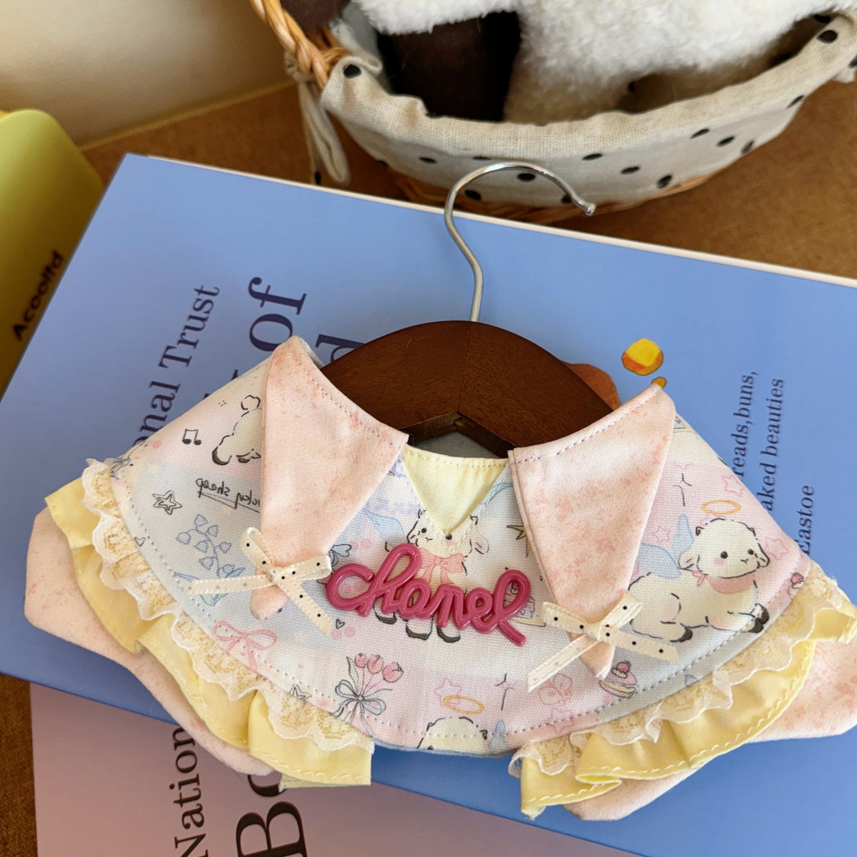 Handmade Pastel Lamb Print Pet Bib