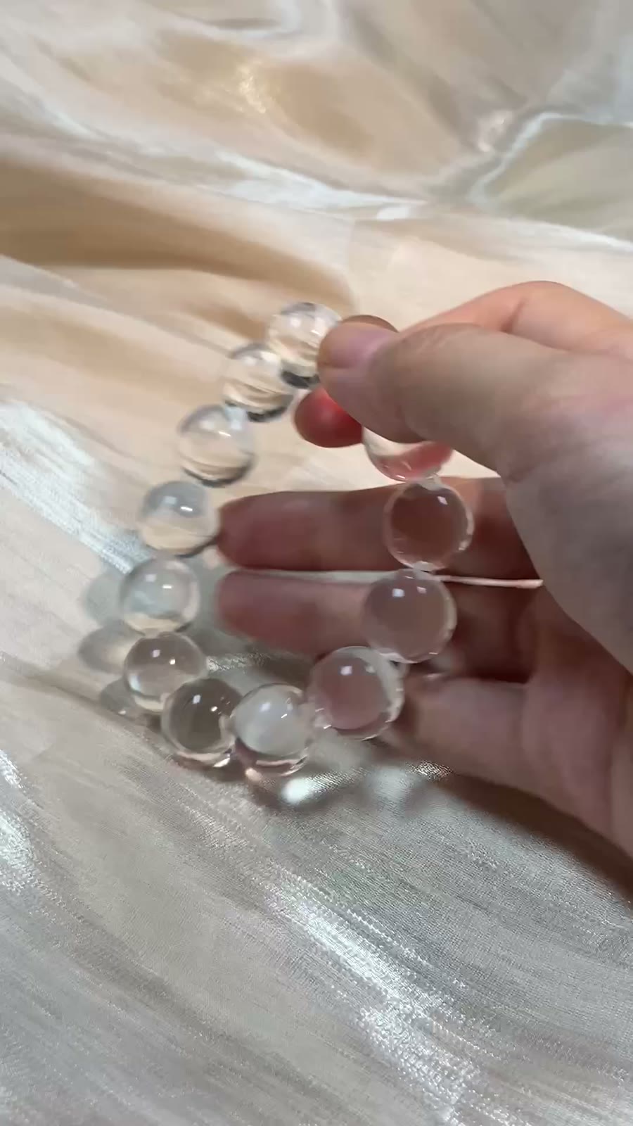 Natural White Quartz Beaded Bracelet 15mm