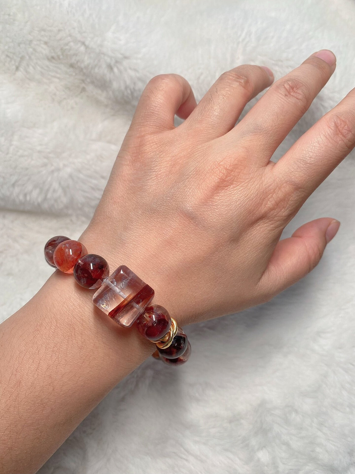 Natural Quartz Dried Rose Beaded Bracelet