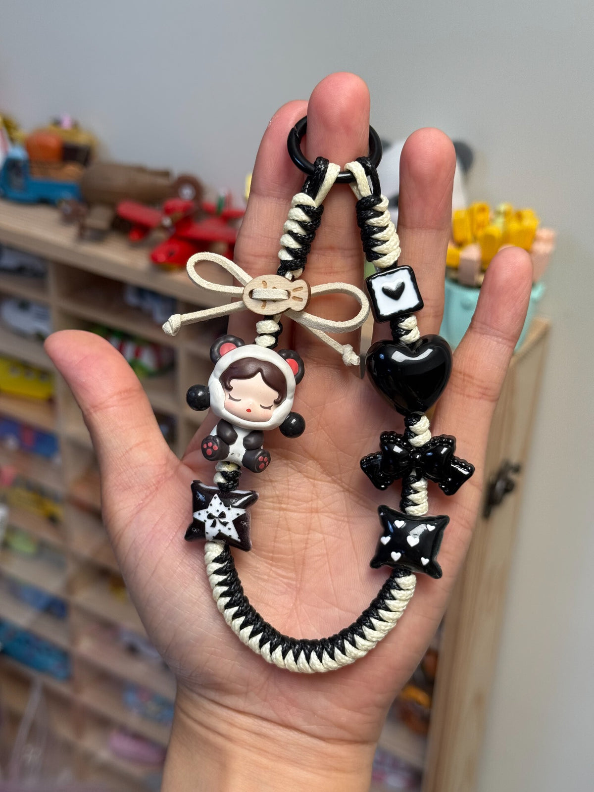 Panda Character Braided Cord Phone Strap Charm