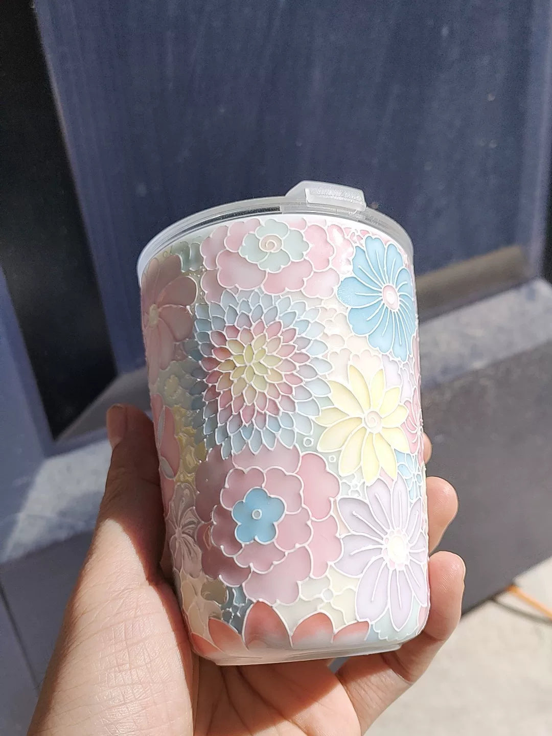 Handbemalter Jade-Ton-Keramik-Reisebecher