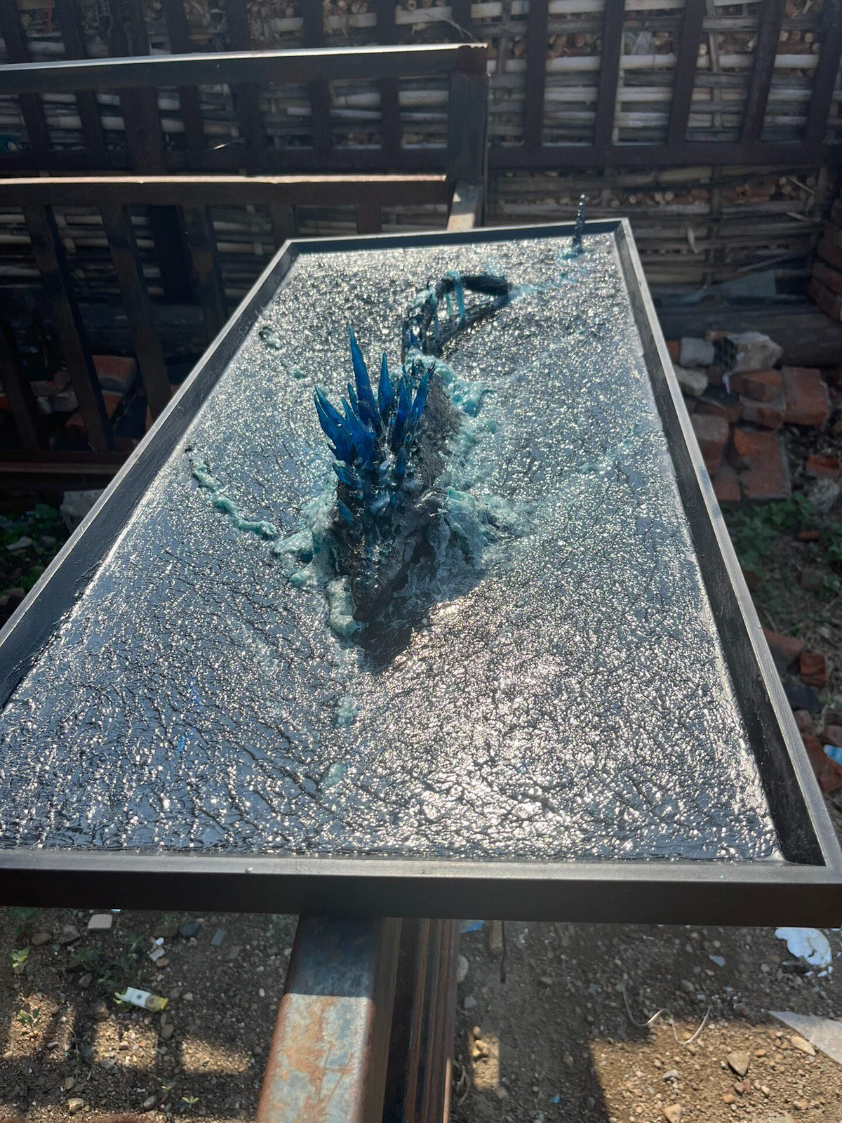 Godzilla Wall Hanging Diorama with Blue Light