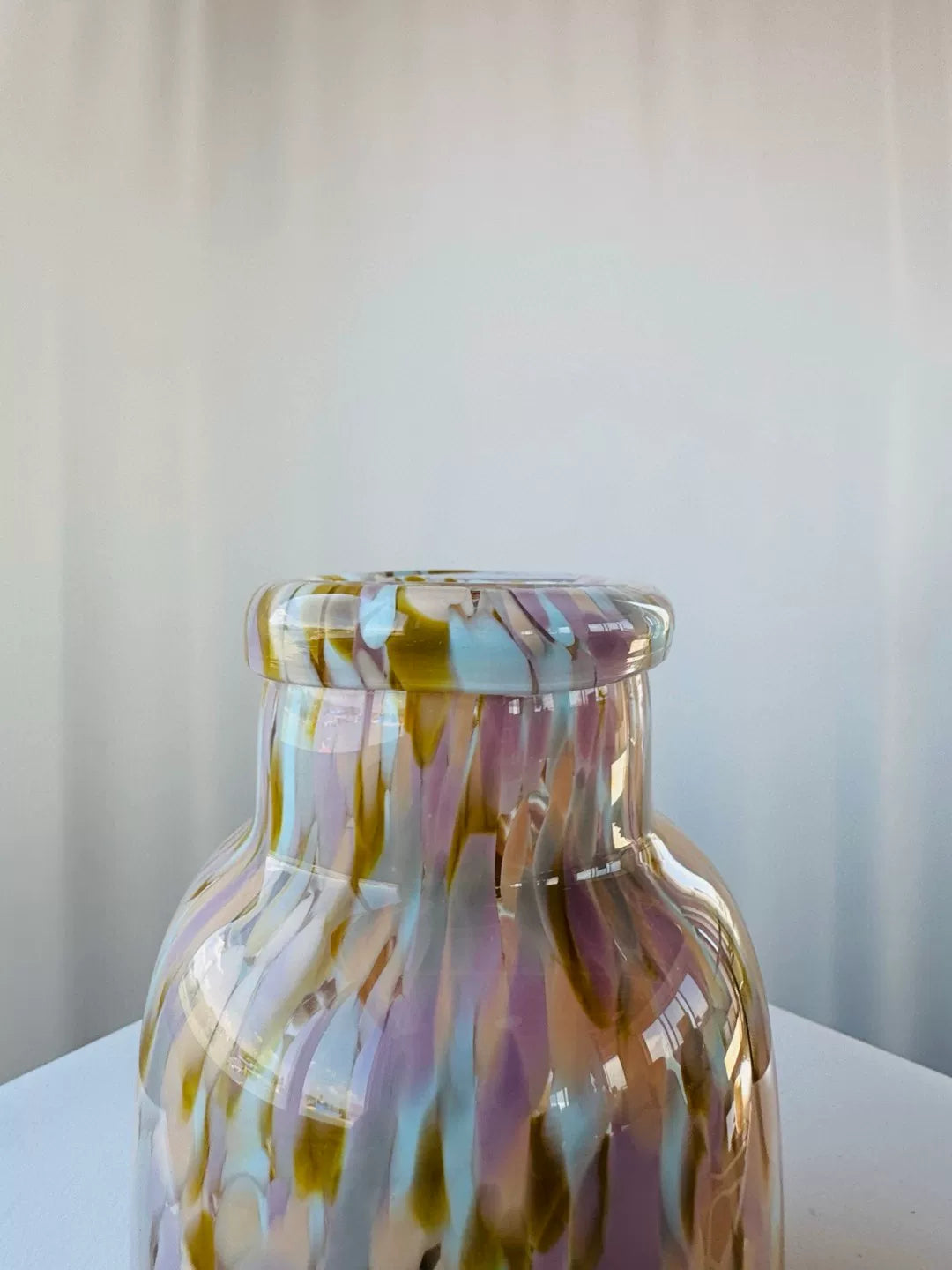 Glass Vase with Multicolored Spotted Design