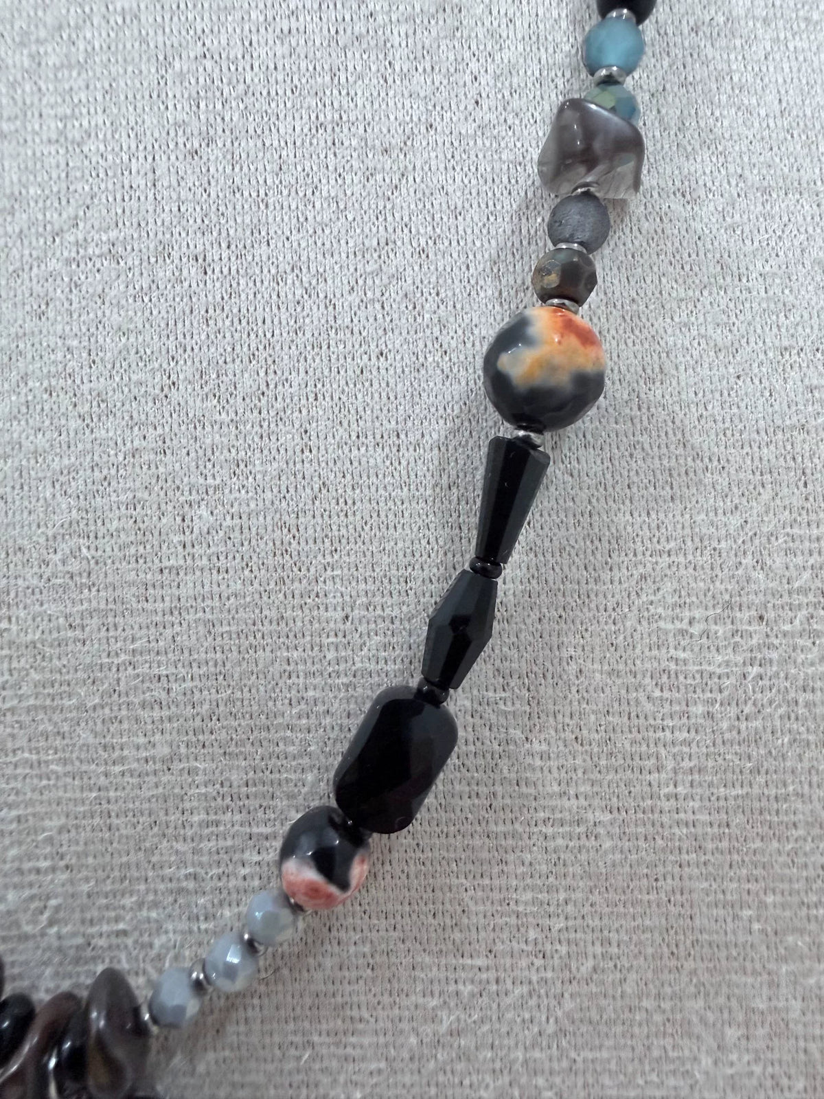 Black Natural Stone Pendant Necklace