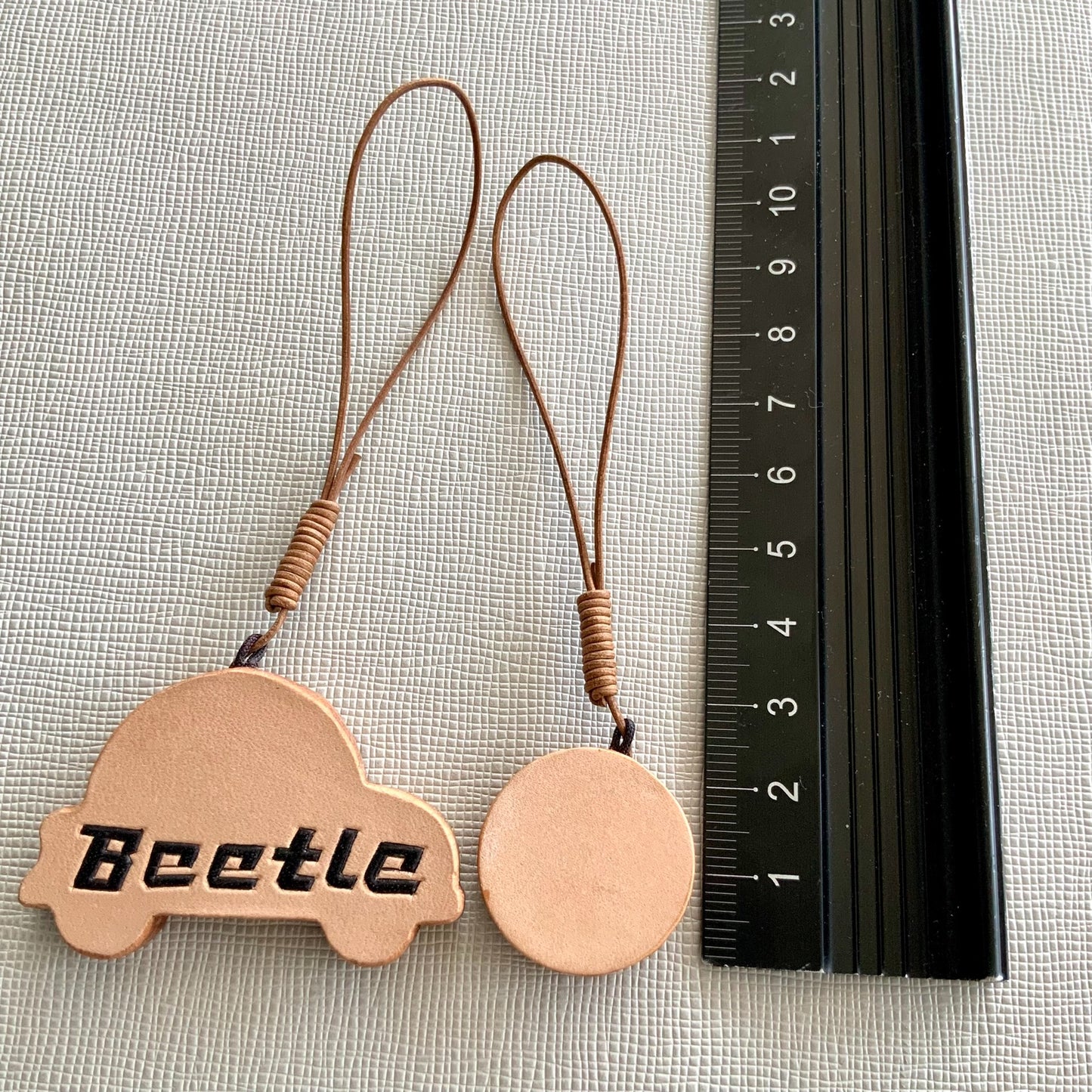 Handcrafted Leather Car and Leaf Charm Set